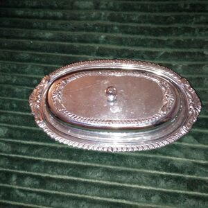 🆕🧈 Vintage Silvertone Butter Dish